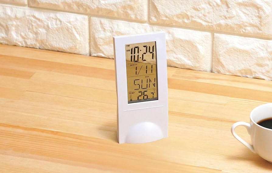 Amazon.co.jp: カクセー 時計 温度計付き 置き時計 縦6.7cm×横
